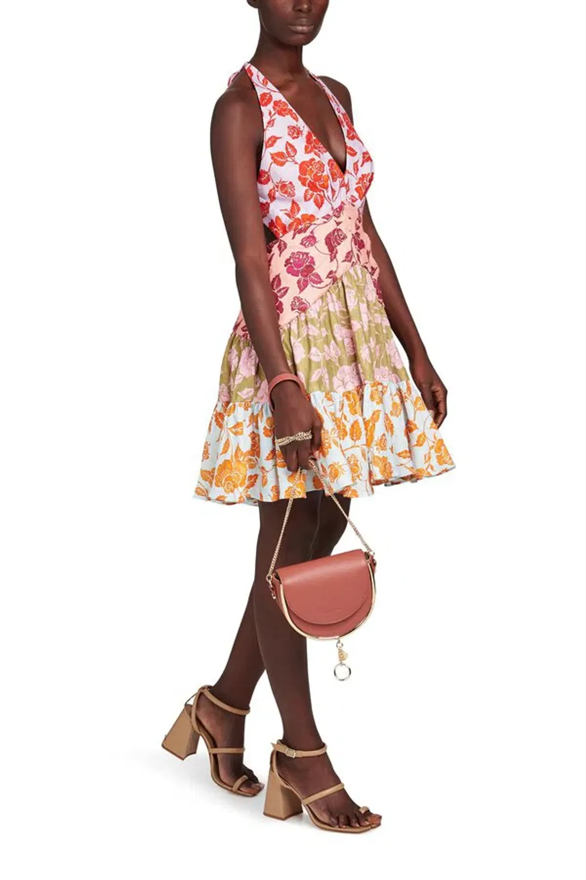 Zimmermann The Lovestruck V Neck Mini Dress Mixed Roses Size 6 for rent on The Volte - main image