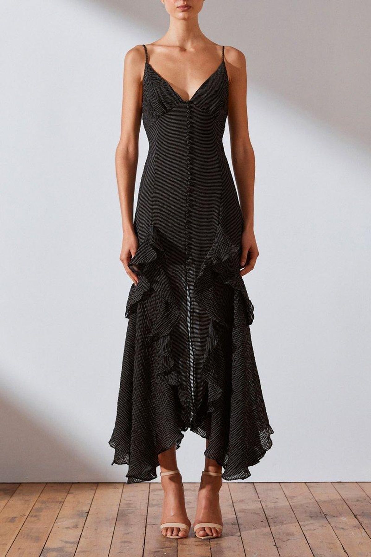 Shona Joy Charlotte Ruffle midi dress for rent on The Volte - main image