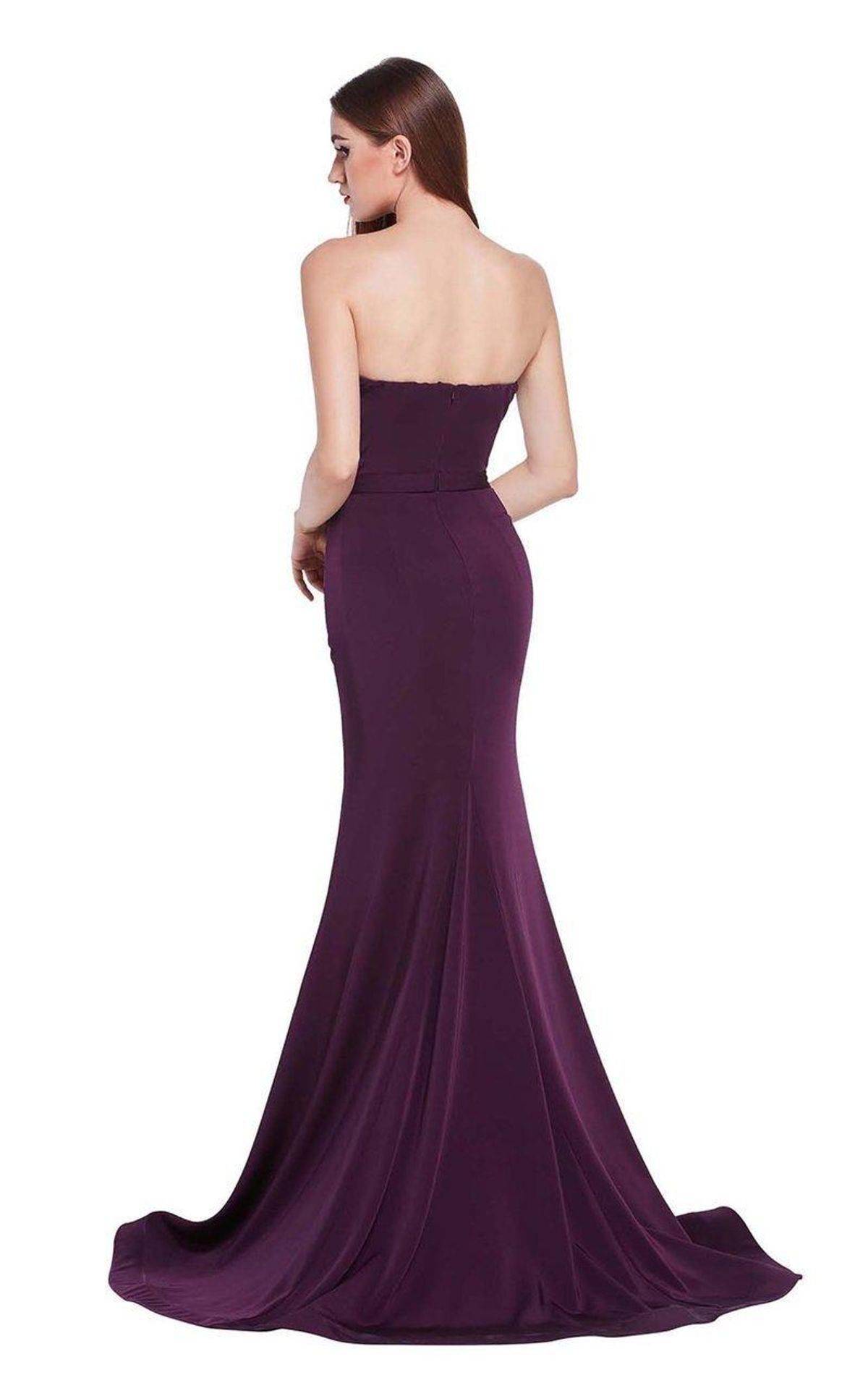 J'Adore Sweetheart Satin Crepe Trumpet Dress in Plum Size 8 - Image 3