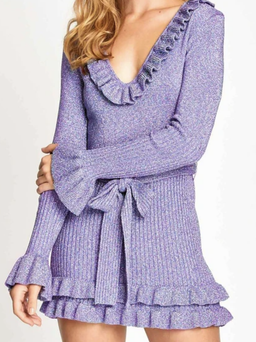 Alice Mccall Love Letters Knit Mini Dress Purple Size 4 for rent on The Volte - image 2