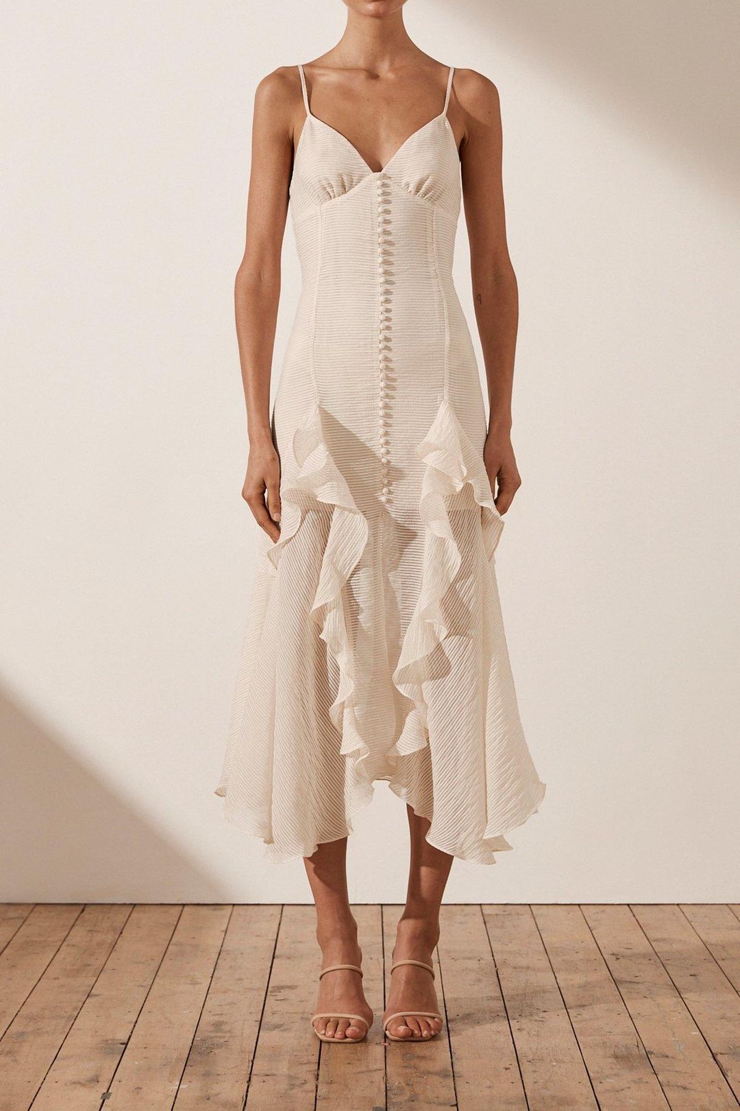 Shona Joy Charlotte Cocktail Midi Dress Ecru Size 8 for rent on The Volte - main image