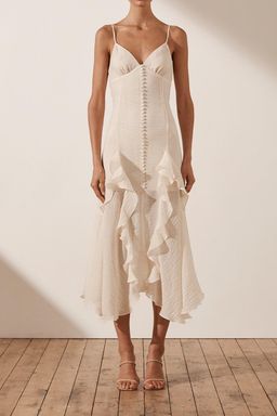 Shona Joy Charlotte Cocktail Midi Dress Ecru Size 8 for rent on The Volte - image 1