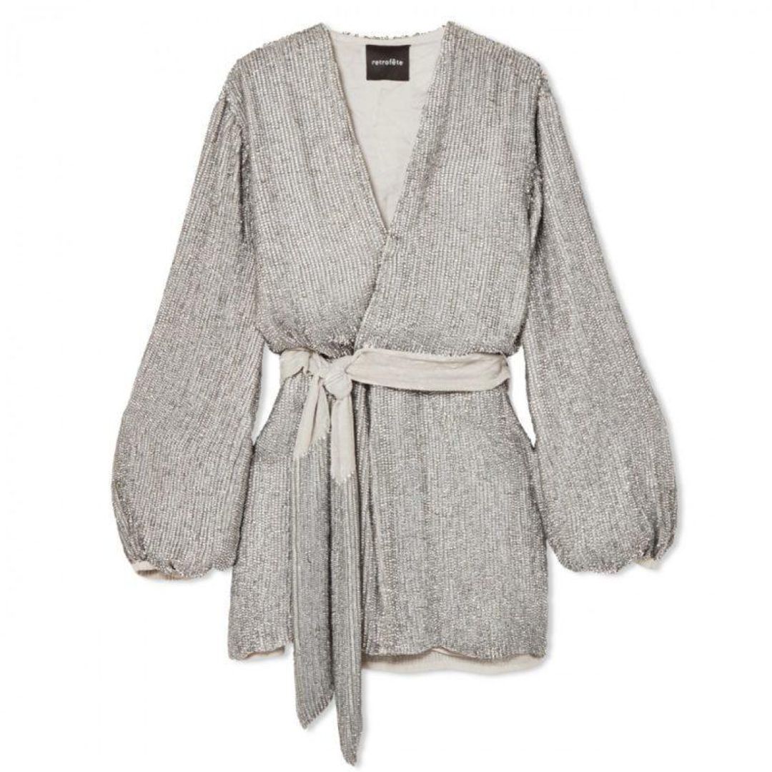 Retrofete Gabrielle Robe in Silver Size 6 for rent on The Volte - main image