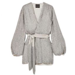 Retrofete Gabrielle Robe in Silver Size 6 for rent on The Volte - image 3