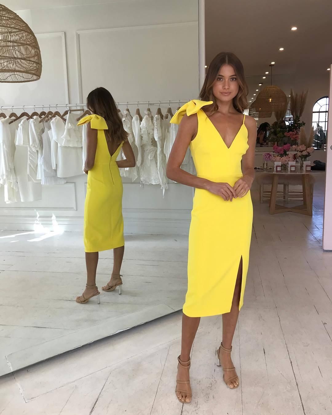 Rebecca Vallance - Mondrain Bow Dress Yellow Size 6 for rent on The Volte - main image