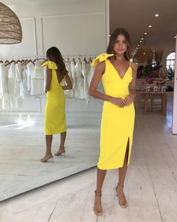 Rebecca Vallance - Mondrain Bow Dress Yellow Size 6 for rent on The Volte - image 1