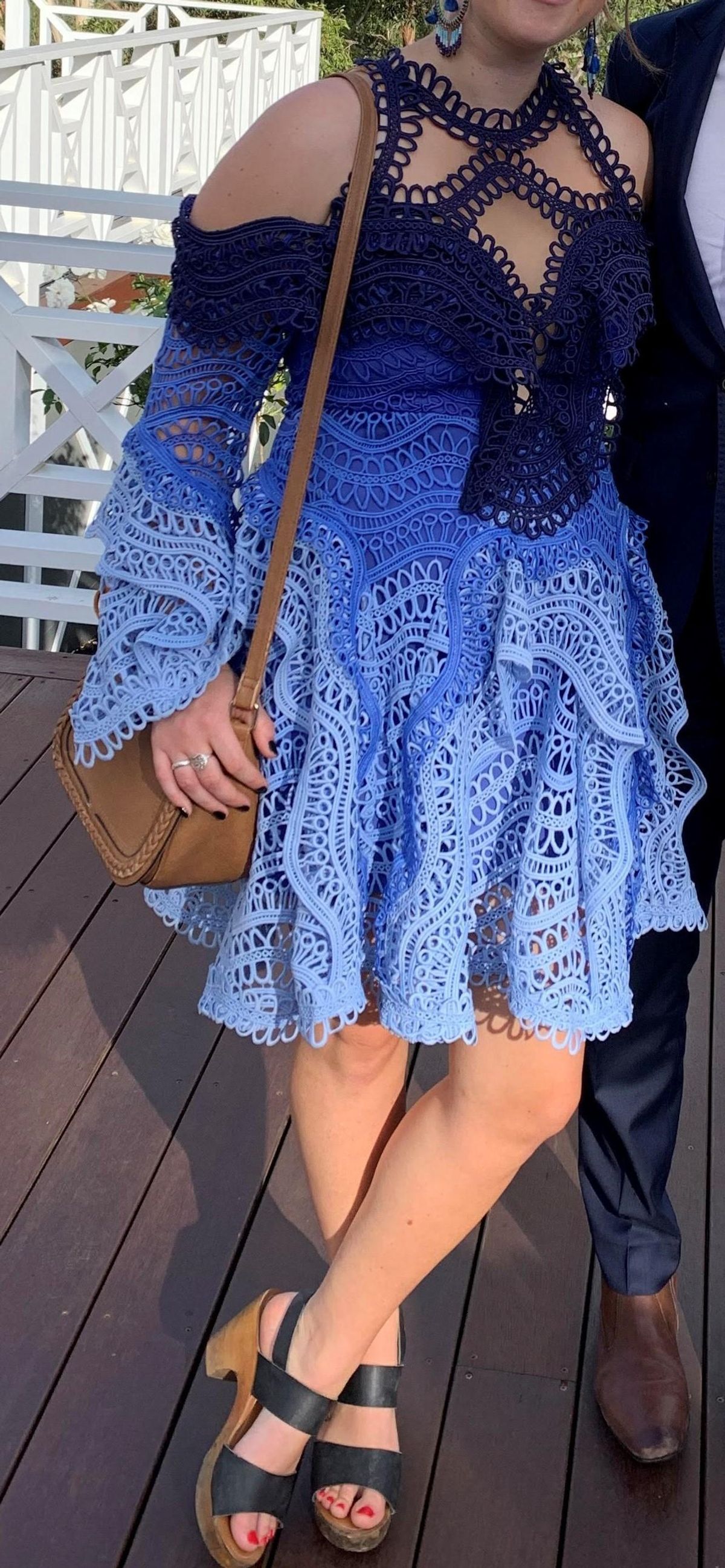 Thurley Waterfall Mini Dress Blue - Size 12 - Image 3