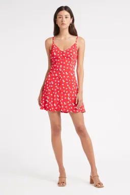 Kookaï Ivy Button Mini Dress Red Size 6 for rent on The Volte - image 1