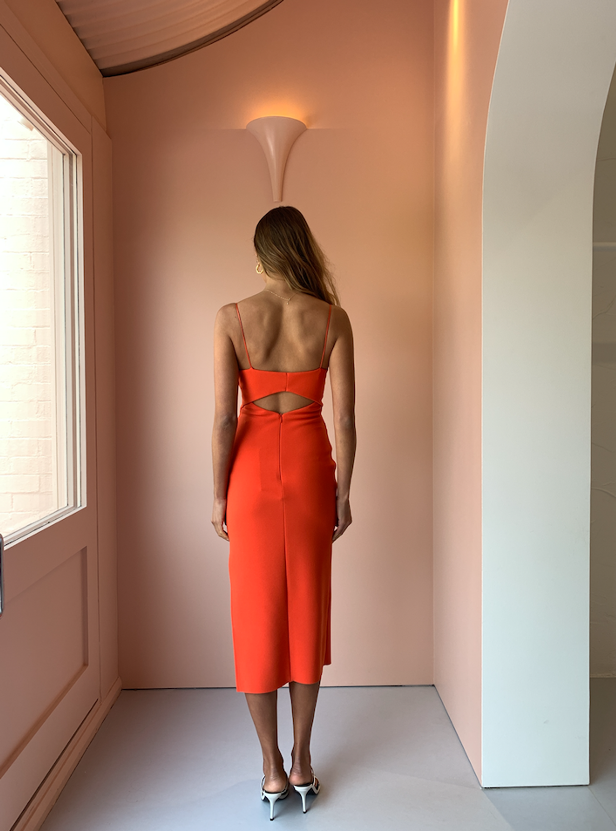 Bec & Bridge - Ulla Cut Out Midi Dress (Blood Orange) size 6 - Image 3