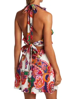 Zimmermann Lovestruck Tie Mini Dress Print Size 0 for rent on The Volte - image 2