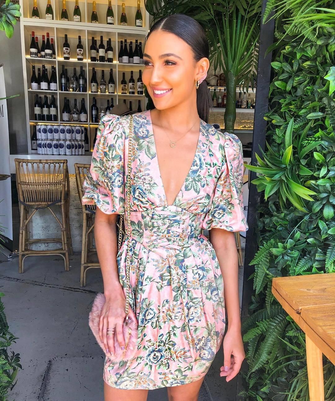 Zimmermann Tempest Lace Up Mini Dress Rouge Desert Rose Size 0 / AU 8 for rent on The Volte - main image