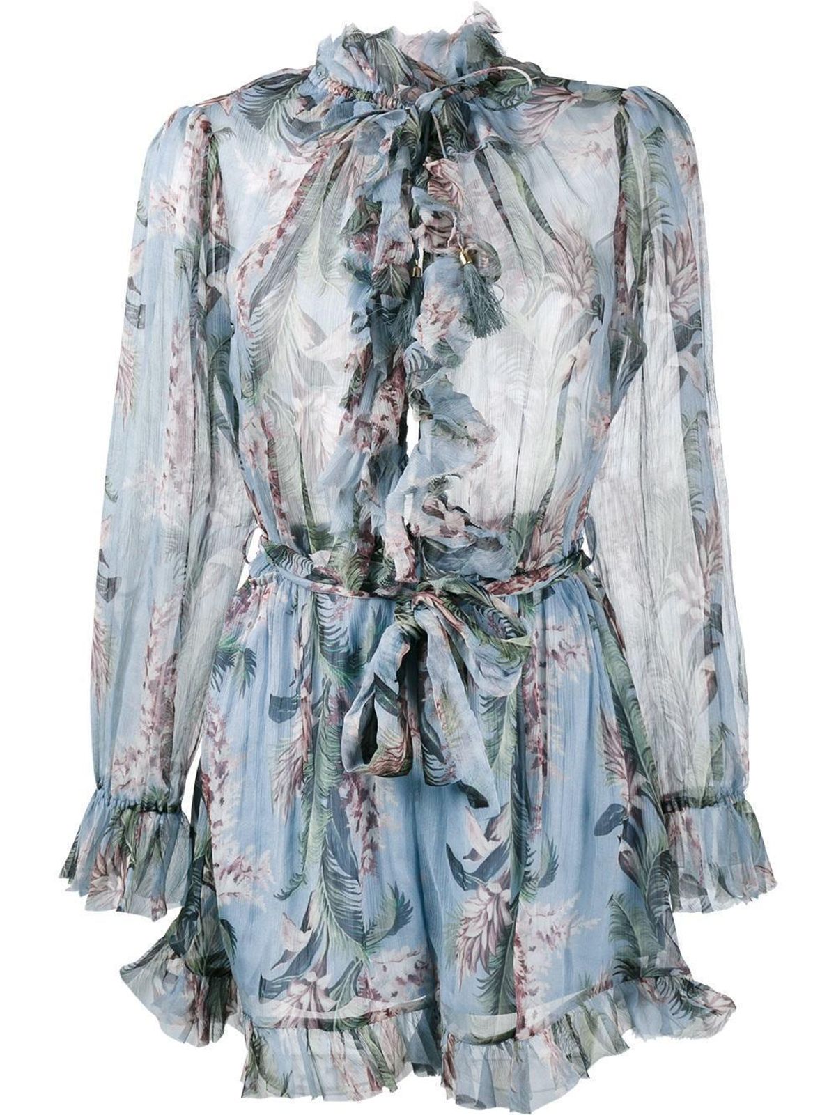 Zimmermann Winsome Ruffle Playsuit Blue Floral Size 6 - Image 11
