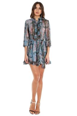 Zimmermann Winsome Ruffle Playsuit Blue Floral Size 6 for rent on The Volte - image 8