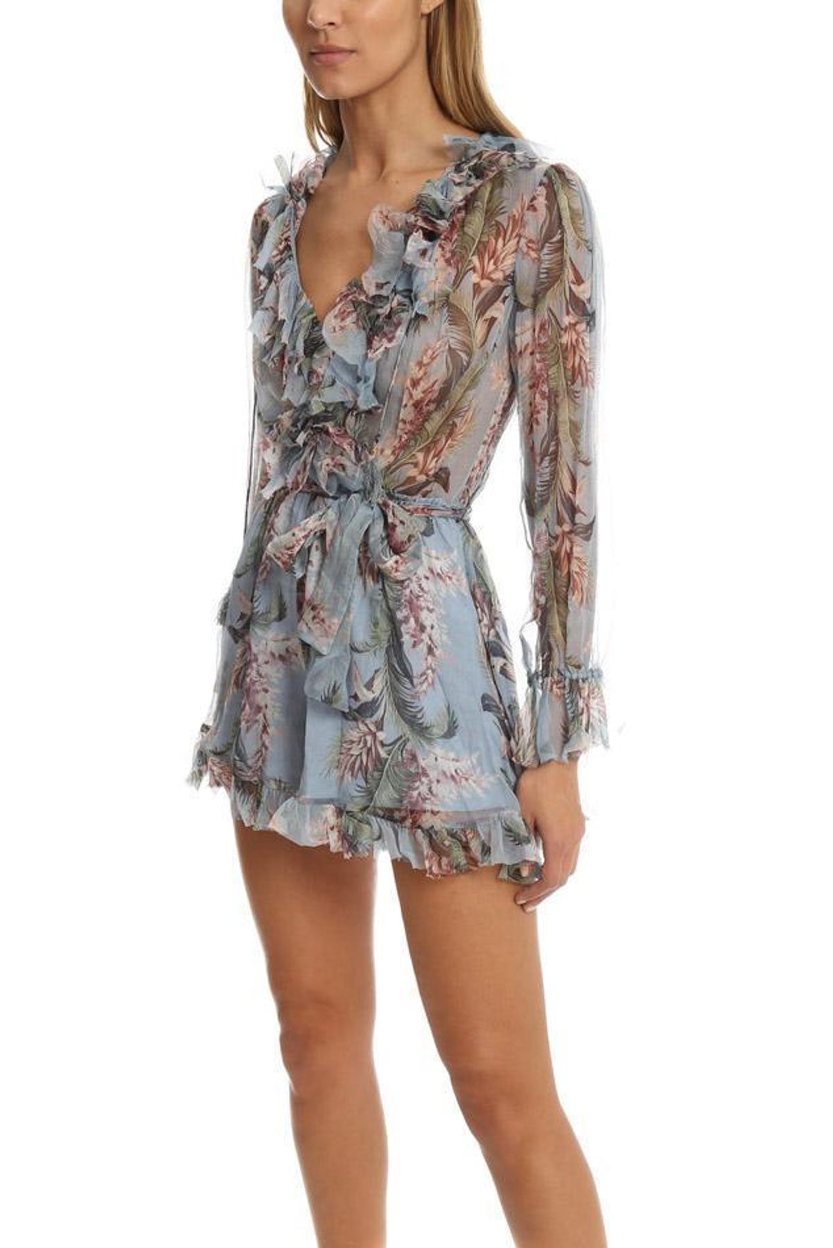 Zimmermann Winsome Ruffle Playsuit Blue Floral Size 6 - Image 7