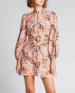Zimmermann Botanica Chevron Mini Dress Chevron Paisley Size 0 / AU 8 for rent on The Volte - image 4