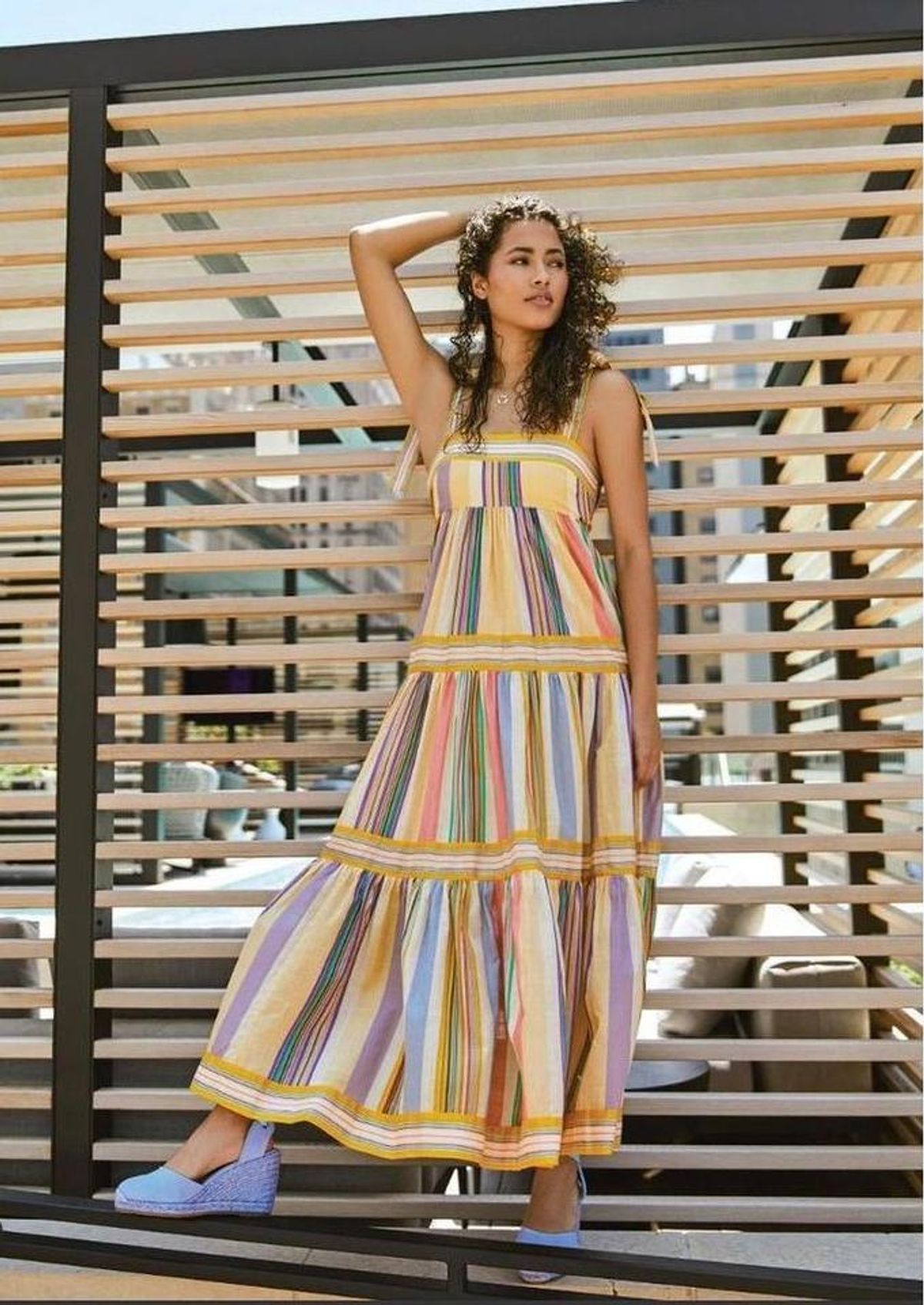 Zimmermann Mae Tie Shoulder Dress Multi Stripe Size 0 / AU 8 - Image 1