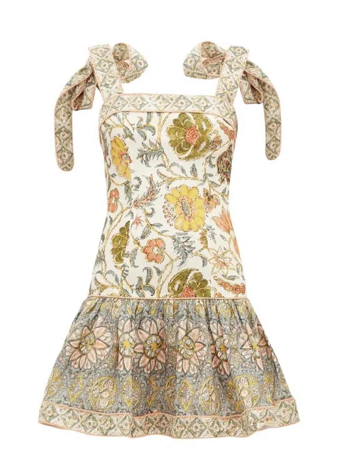 Zimmermann Edie Tie Mini Dress Print Size 0/Au 8 for rent on The Volte - main image