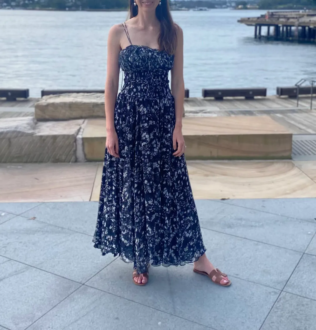 Rachel Gilbert Arietta Patterned Silk Chiffon Maxi Dress Print Size 8 for rent on The Volte - main image