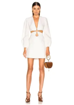 Zimmermann Corsage Braid Mini Dress Ivory Size 8 for rent on The Volte - image 1