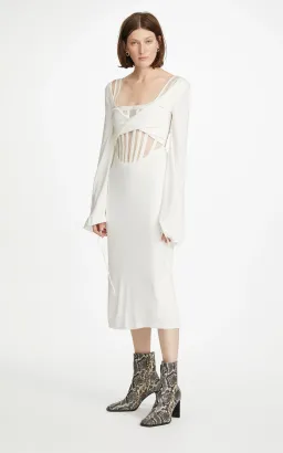 Dion Lee Viscose Jersey Twist Corset Dress White Size 6 for rent on The Volte - image 2