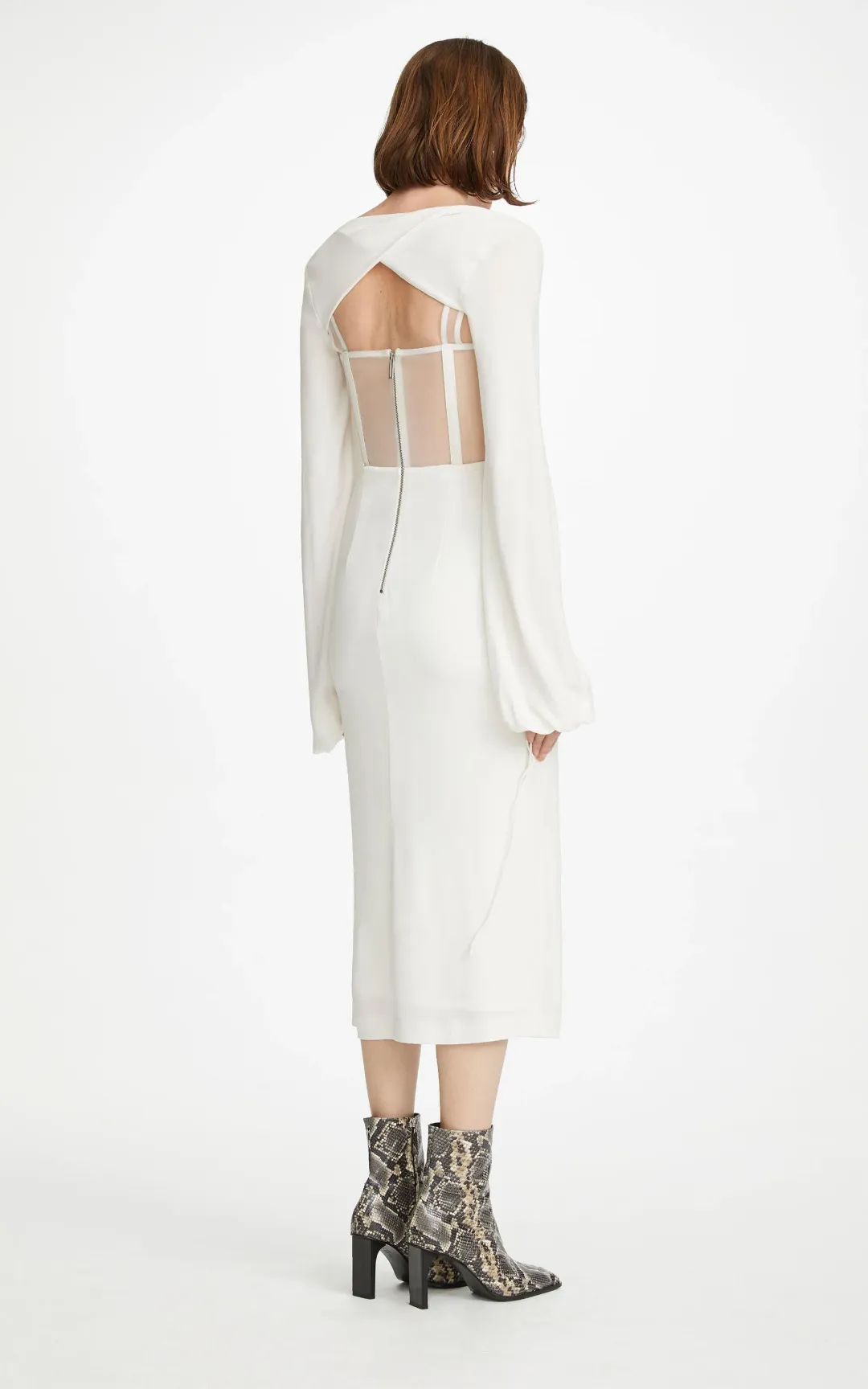Dion Lee Viscose Jersey Twist Corset Dress White Size 6 for rent on The Volte - main image