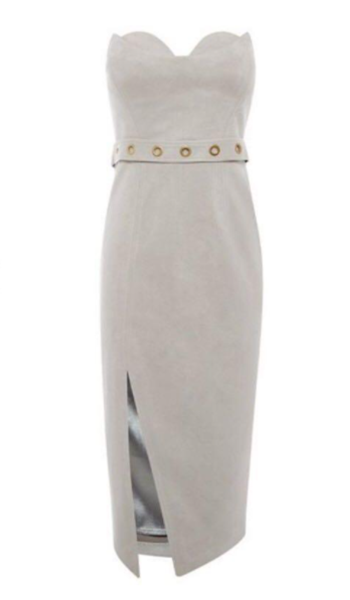 Sheike Strapless Grey Suede Dress Size 6 - Image 2