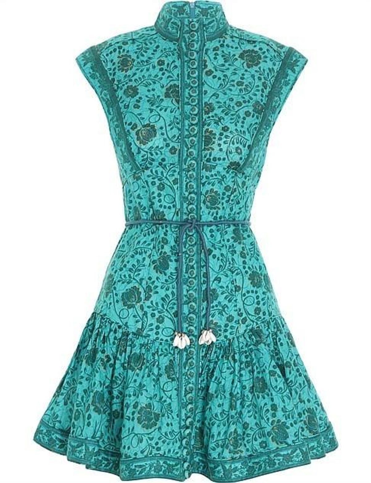 Zimmermann Lulu Panelled Flip Mini Dress Jade Floral Print Size 0 / AU 8 - Image 3