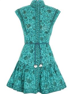 Zimmermann Lulu Panelled Flip Mini Dress Jade Floral Print Size 0 / AU 8 for rent on The Volte - image 3