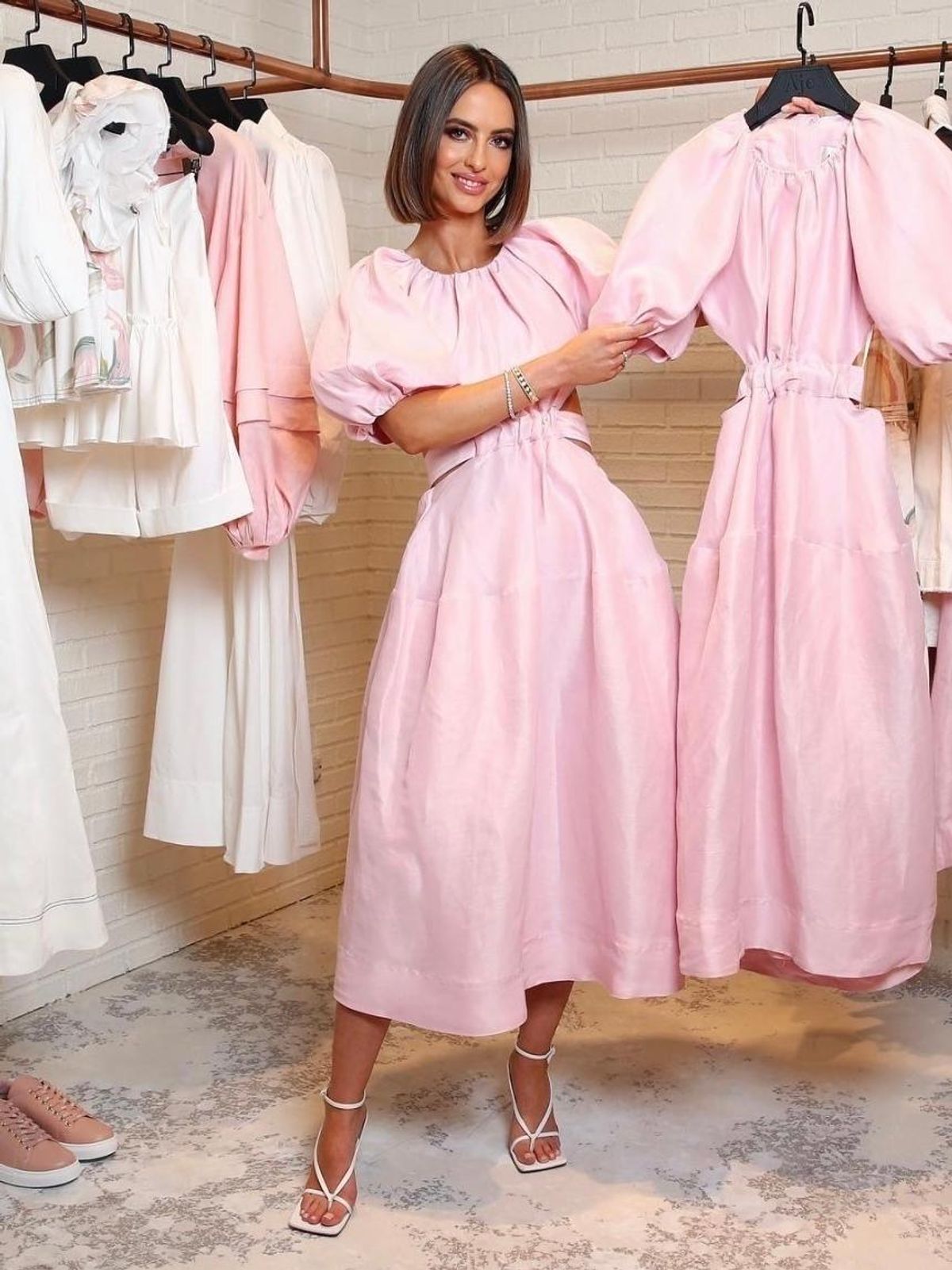 Aje Mimosa Cut Out Midi Dress Pink Size 6 - Image 2