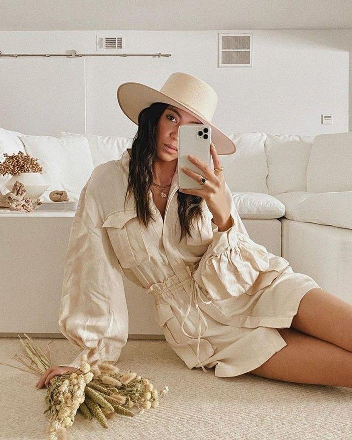 Shona Joy Ellington Balloon Sleeve Mini Dress Ecru Size 8 - Image 4