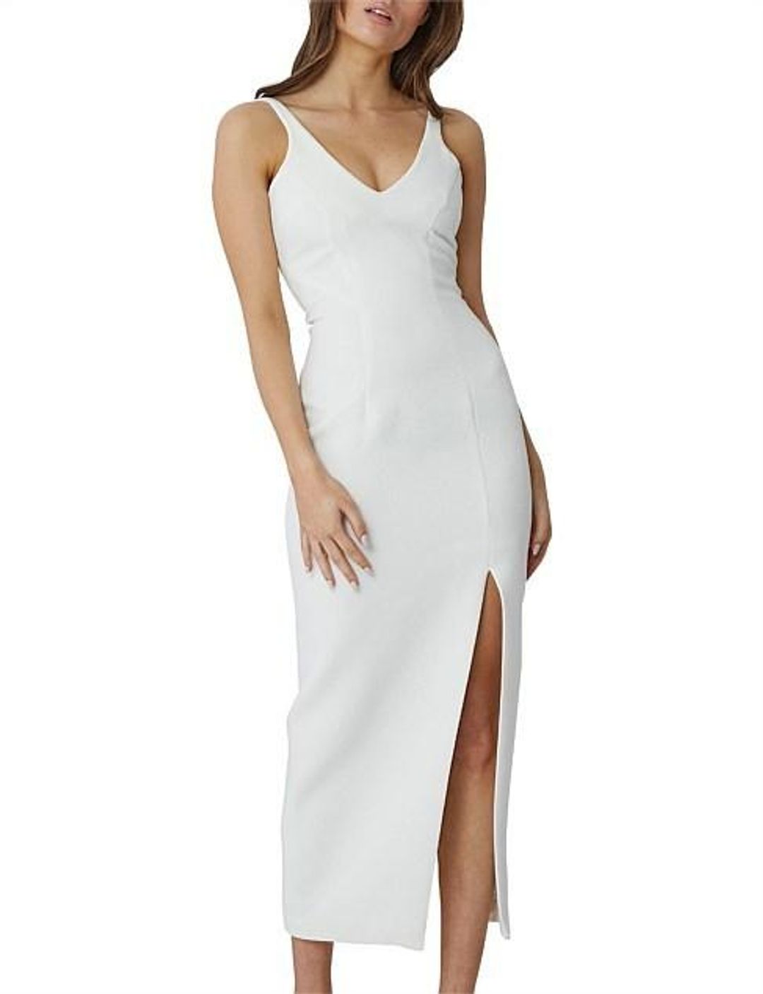 BYJOHNNY CONTOUR LINES SPLIT MIDI DRESS - SIZE 6 for rent on The Volte - main image