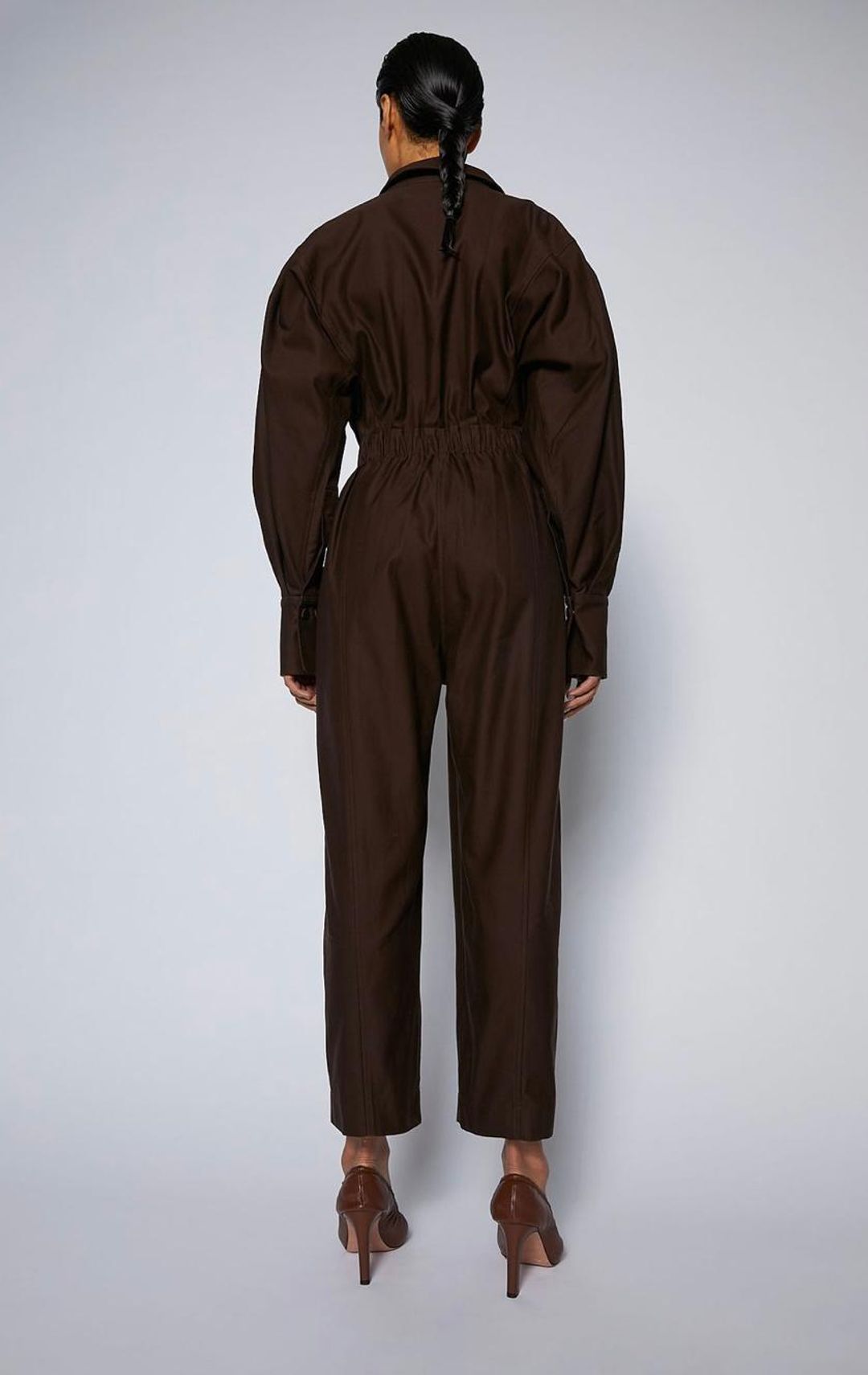 Scanlan Theodore Merserised D.Cotton Jumpsuit Chocolate Brown Size 6 for rent on The Volte - main image
