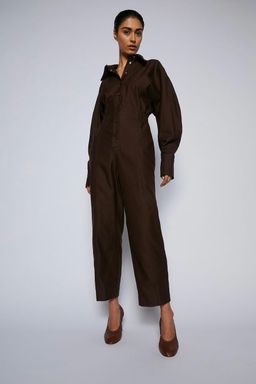 Scanlan Theodore Merserised D.Cotton Jumpsuit Chocolate Brown Size 6 for rent on The Volte - image 5