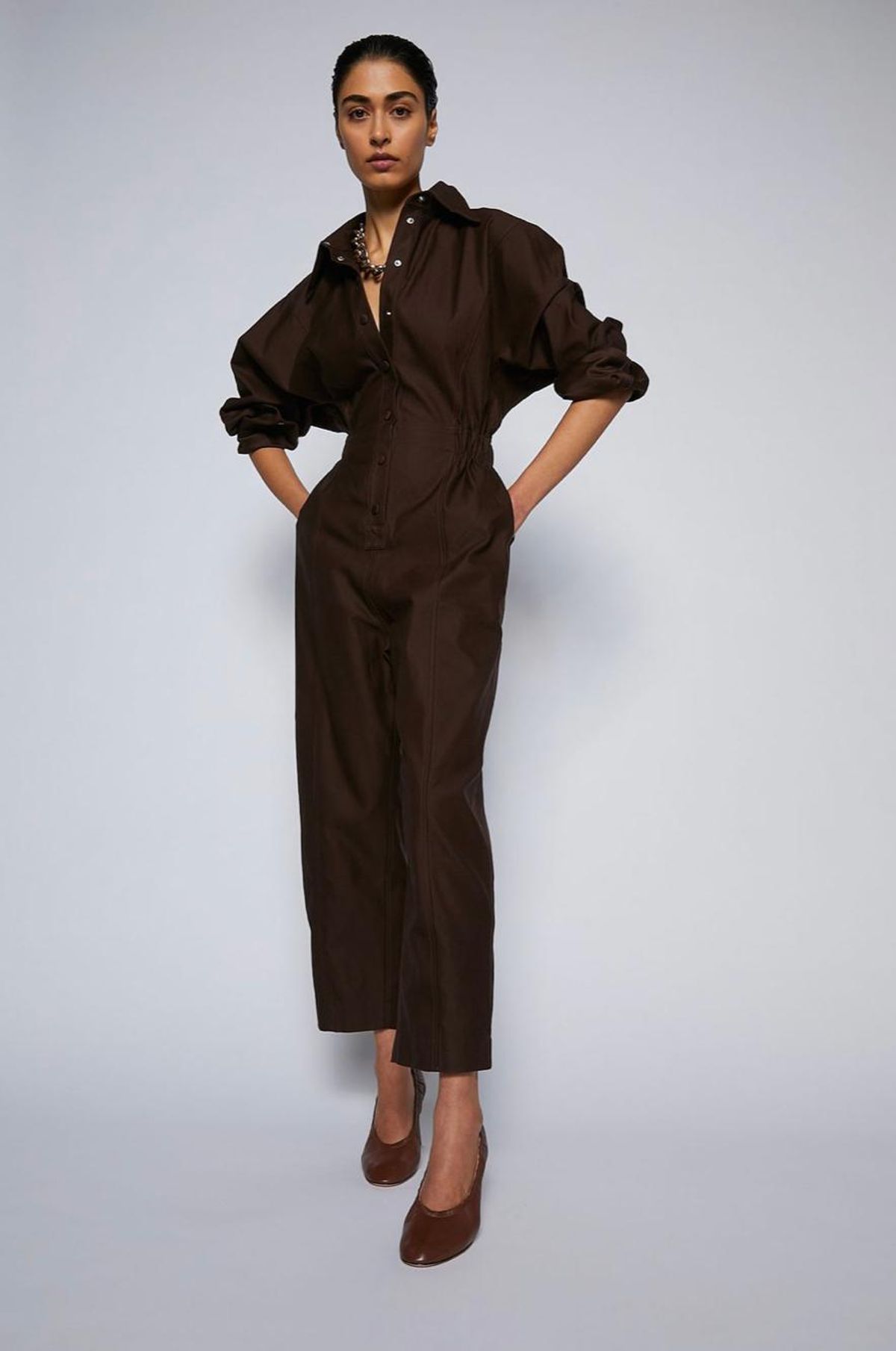 Scanlan Theodore Merserised D.Cotton Jumpsuit Chocolate Brown Size 6 - Image 1