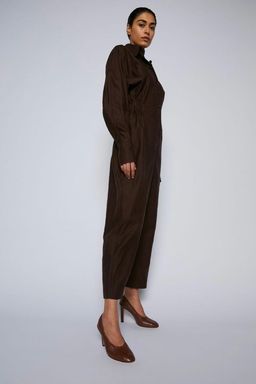 Scanlan Theodore Merserised D.Cotton Jumpsuit Chocolate Brown Size 6 for rent on The Volte - image 4