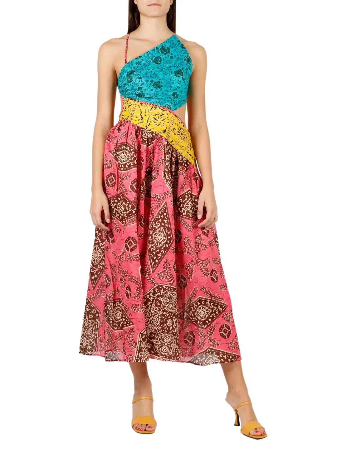 Zimmermann Lulu Asymmetric Ruched Dress Print Size 8 for rent on The Volte - main image