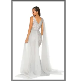 Scarlett & Portia Lydia Gown Silver/Nude Size AU 8 for rent on The Volte - image 4