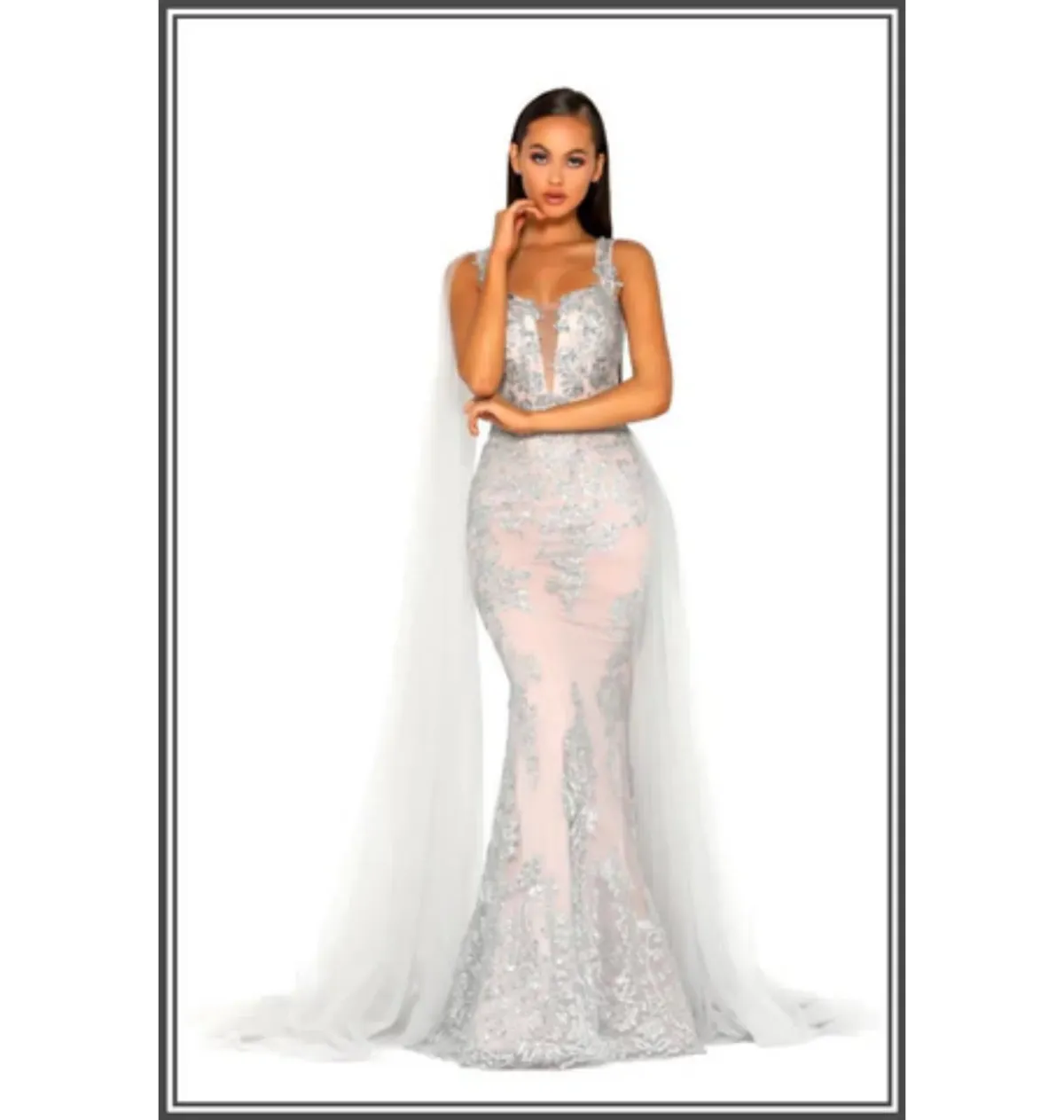 Scarlett & Portia Lydia Gown Silver/Nude Size AU 8 - Image 2