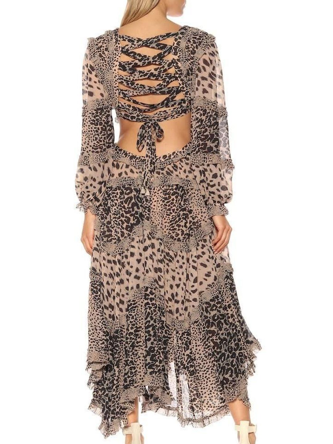 Zimmermann Allia Spliced Cut Out Midi Dress Leopard Print Size 6 for rent on The Volte - main image