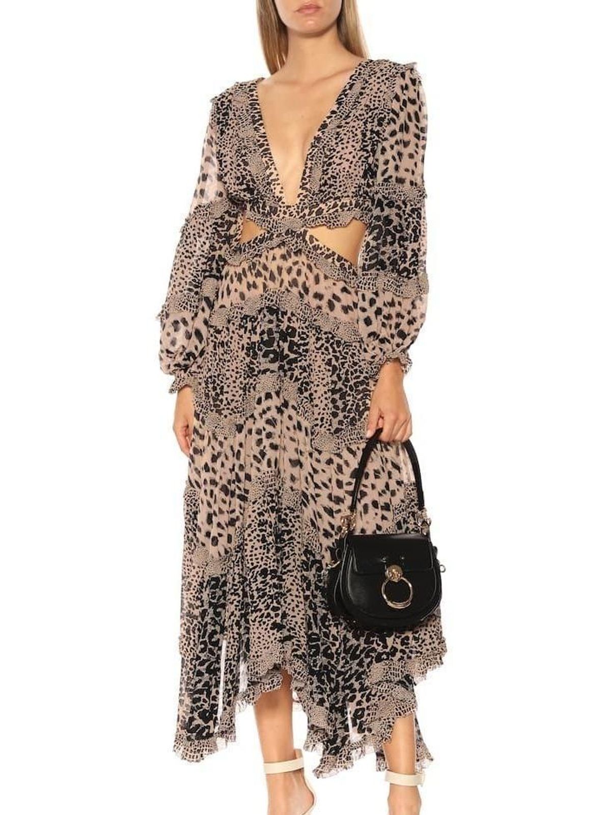 Zimmermann Allia Spliced Cut Out Midi Dress Leopard Print Size 6 - Image 2