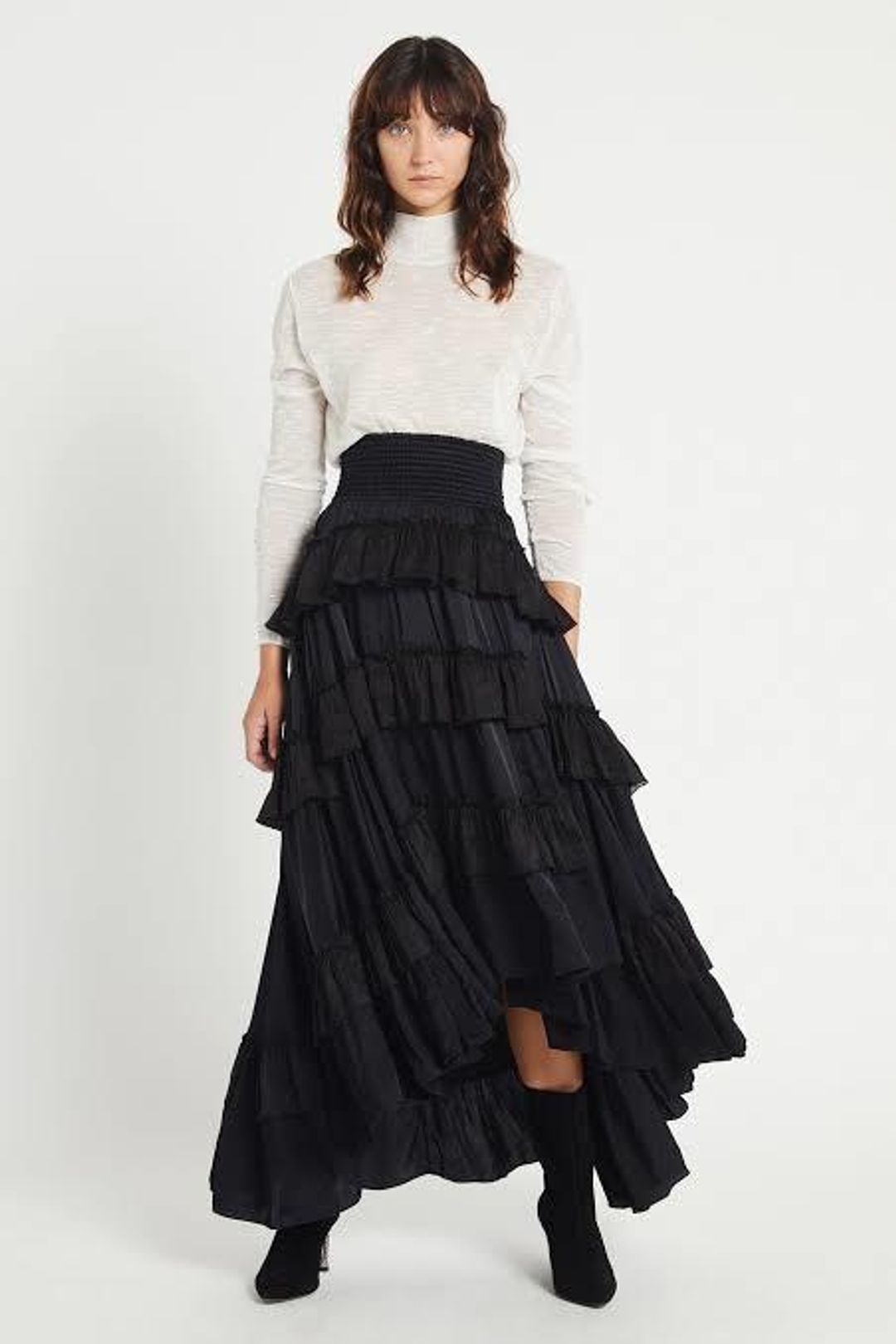 Aje El Paso Tiered Maxi Skirt Black Size 8 for rent on The Volte - main image
