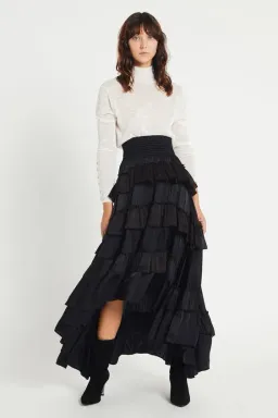 Aje El Paso Tiered Maxi Skirt Black Size 8 for rent on The Volte - image 1