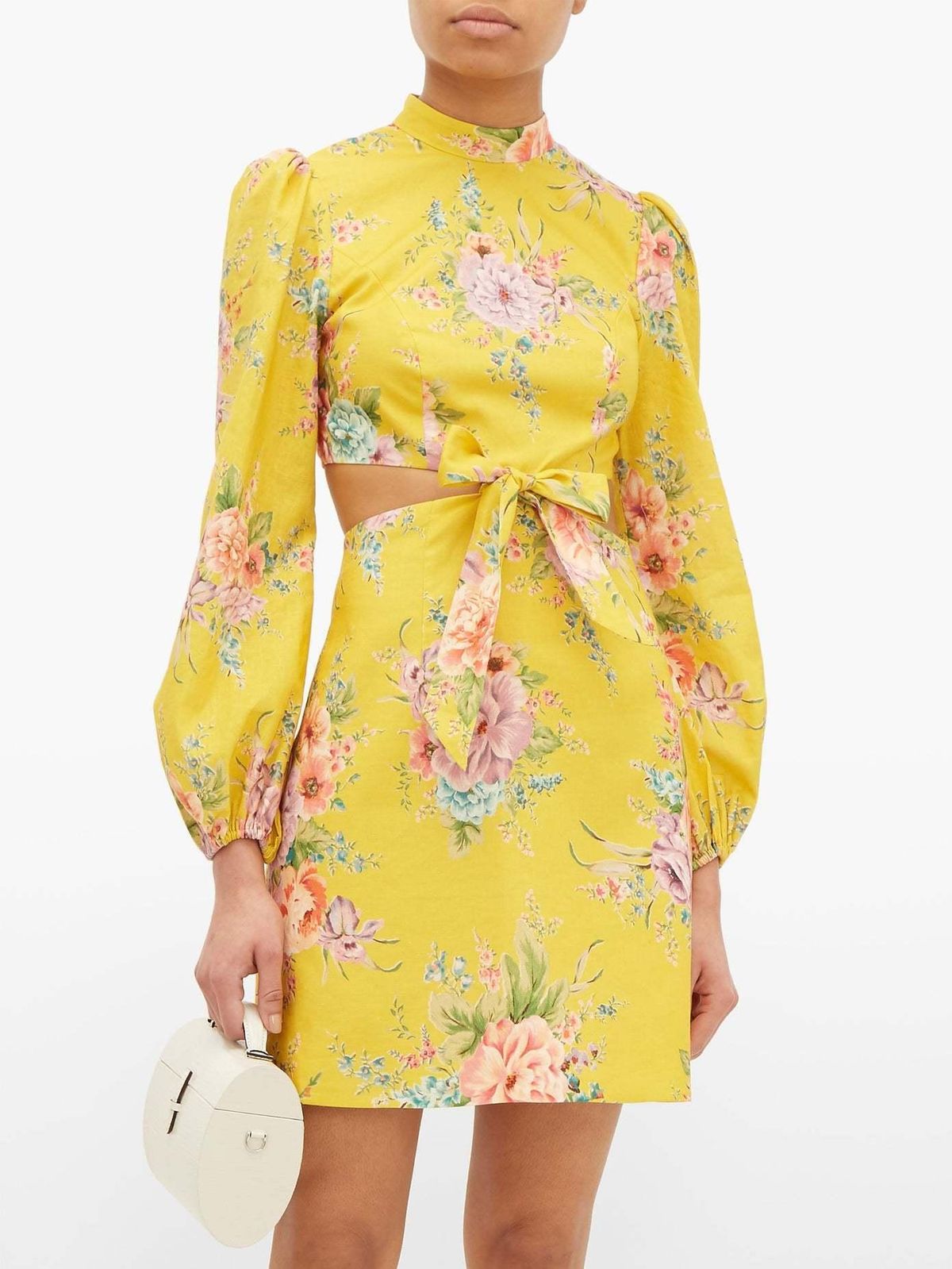 Zimmermann Zinnia Bow Cut Out Short Dress Yellow Size 6 - Image 2