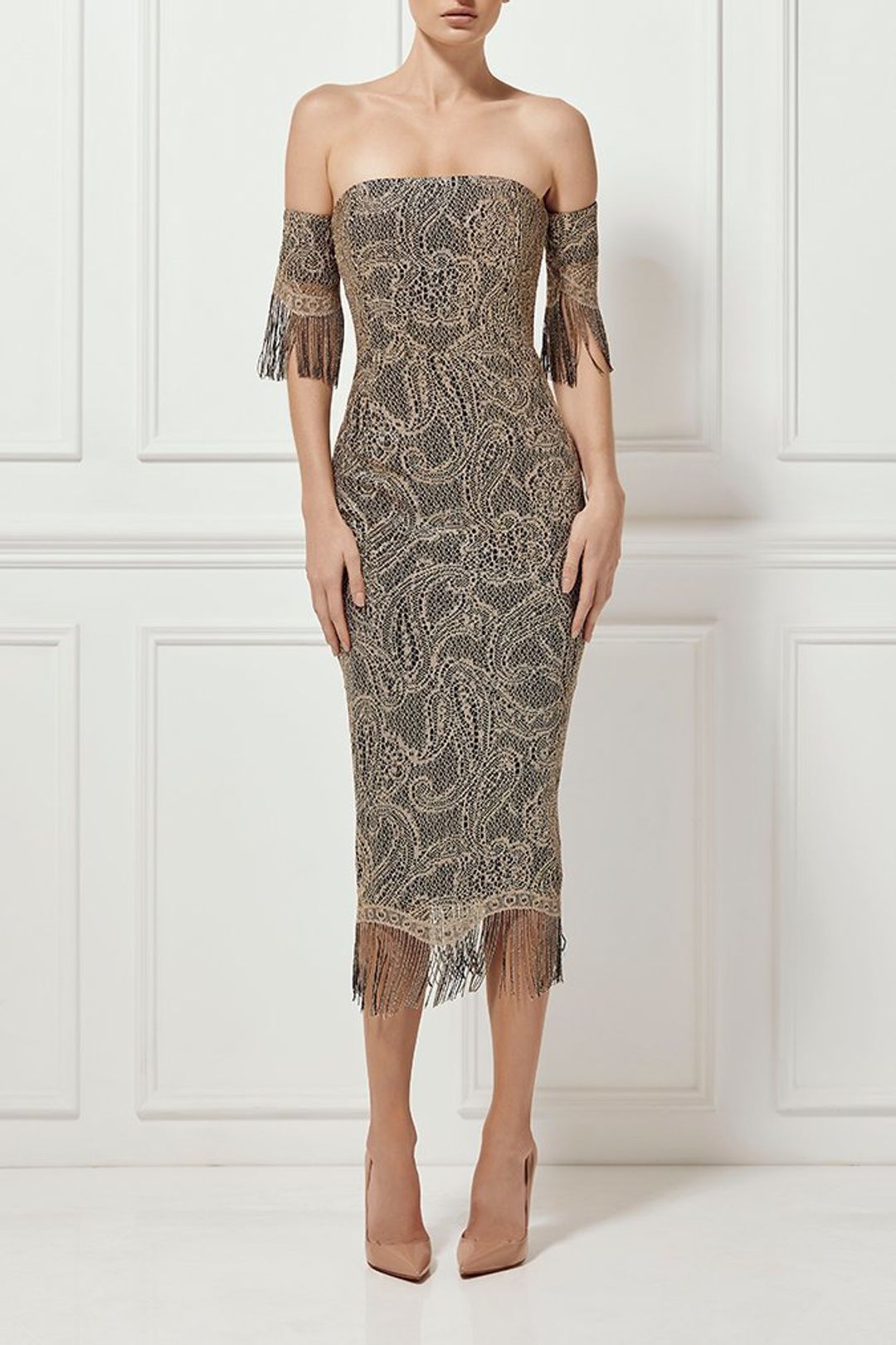 Misha Mirielle Dress Gold Size 6 for rent on The Volte - main image