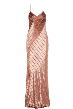Michelle Mason Open Back Devoré-Velvet Gown in Antique Rose Pink Size 10 for rent on The Volte - image 3