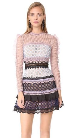 Self Portrait Bellis Lace Trim Dress Black/Pink Size 6 for rent on The Volte - image 3