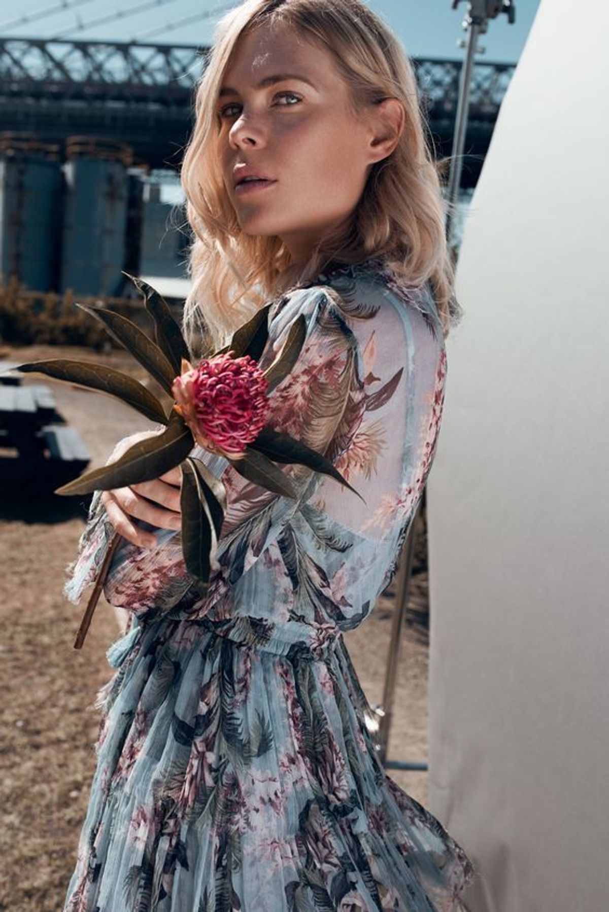 Zimmermann Winsome Ruffle Playsuit Sky Sunbleach Floral Size 8 - Image 3