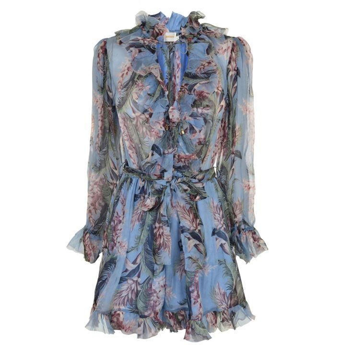 Zimmermann Winsome Ruffle Playsuit Sky Sunbleach Floral Size 8 - Image 4