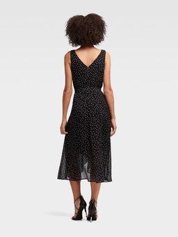 DKNY Sleeveless Ruffle Wrap Dress in Polka Dots Print Size 12 for rent on The Volte - image 2