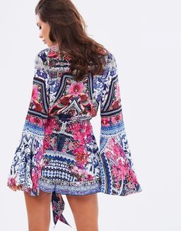 Camilla - From Kaili with Love Wide Sleeve Playsuit Blue Pink Size 6 for rent on The Volte - image 3